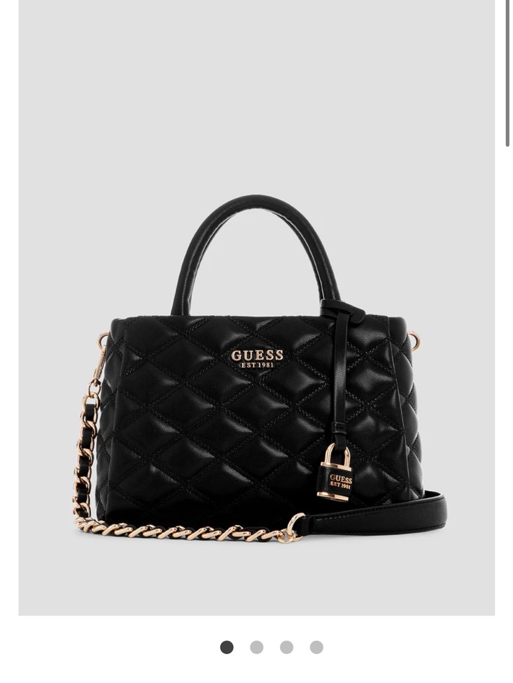 NWT Trending GUESS Black Quilted Purse with Detachable Gold Chain Strap